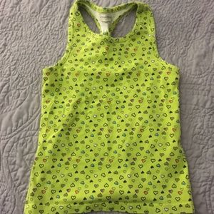 Green Heart Print Racer-Back Tank